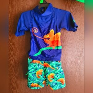 Uv Skins Toddler Boy 12 Month To 18 Month Swim Set Shorts Hat Rashguard Ug/F